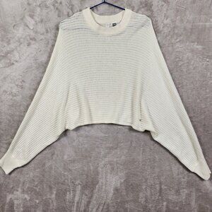 Diadora Luxe Collection Cropped White Batwing Sweater Women's Size S